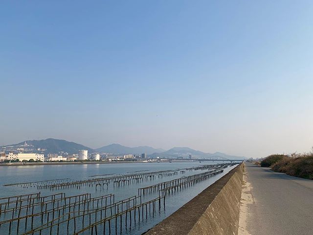 ツアー明けの朝ラン5km。広島はすっかり春じゃね。ごっつぁんでした。#唄うたいカワムラ